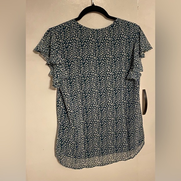 Poplab Womens Summer Tops Ruffle Short Sleeve Loose Fit Chiffon Blouse, S - Picture 4 of 5